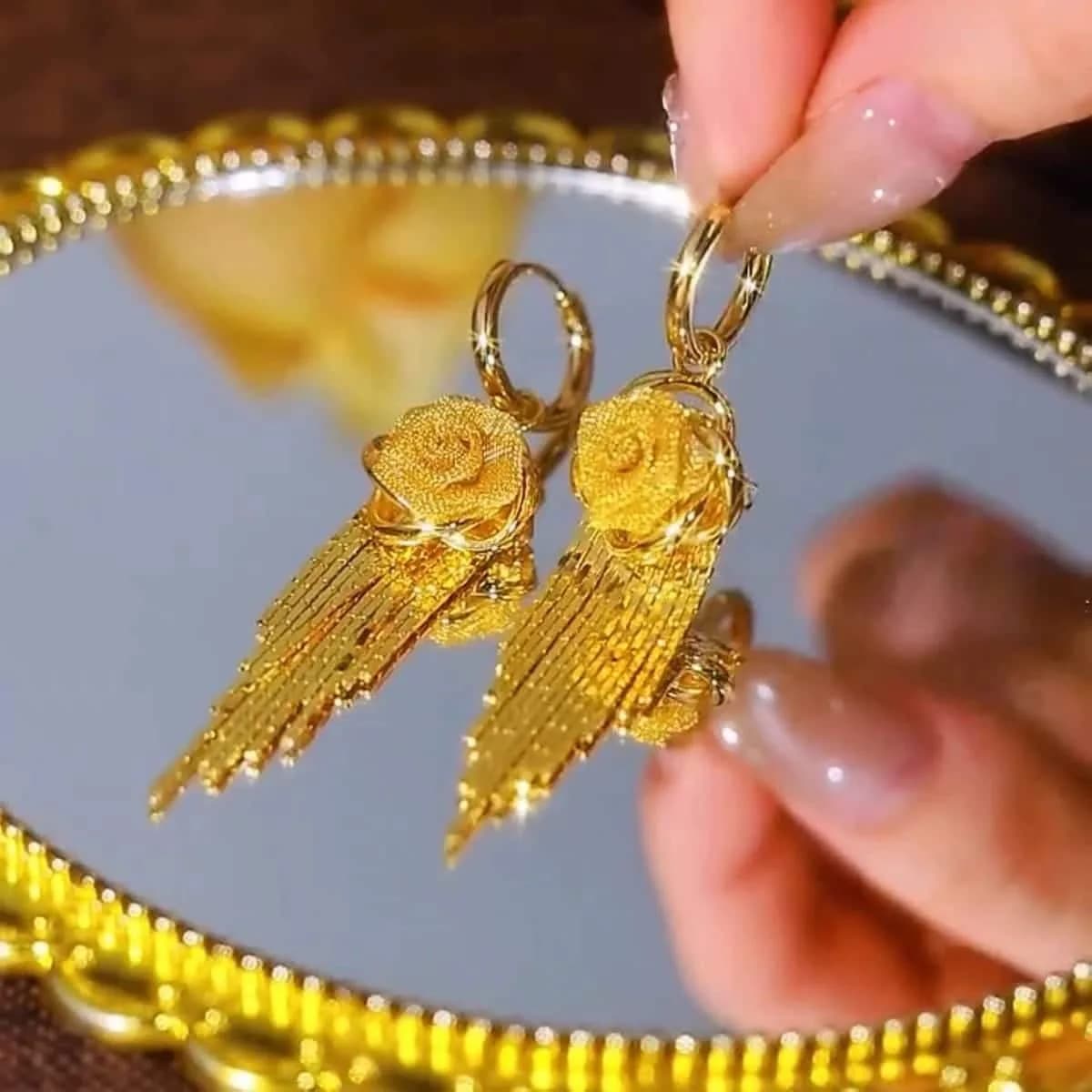 Golden Glow Rose Earrings